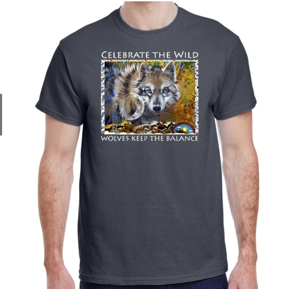 Gray Wolf Novelty Printed Cotton Tee Men Women Unisex New Father's Day Nature